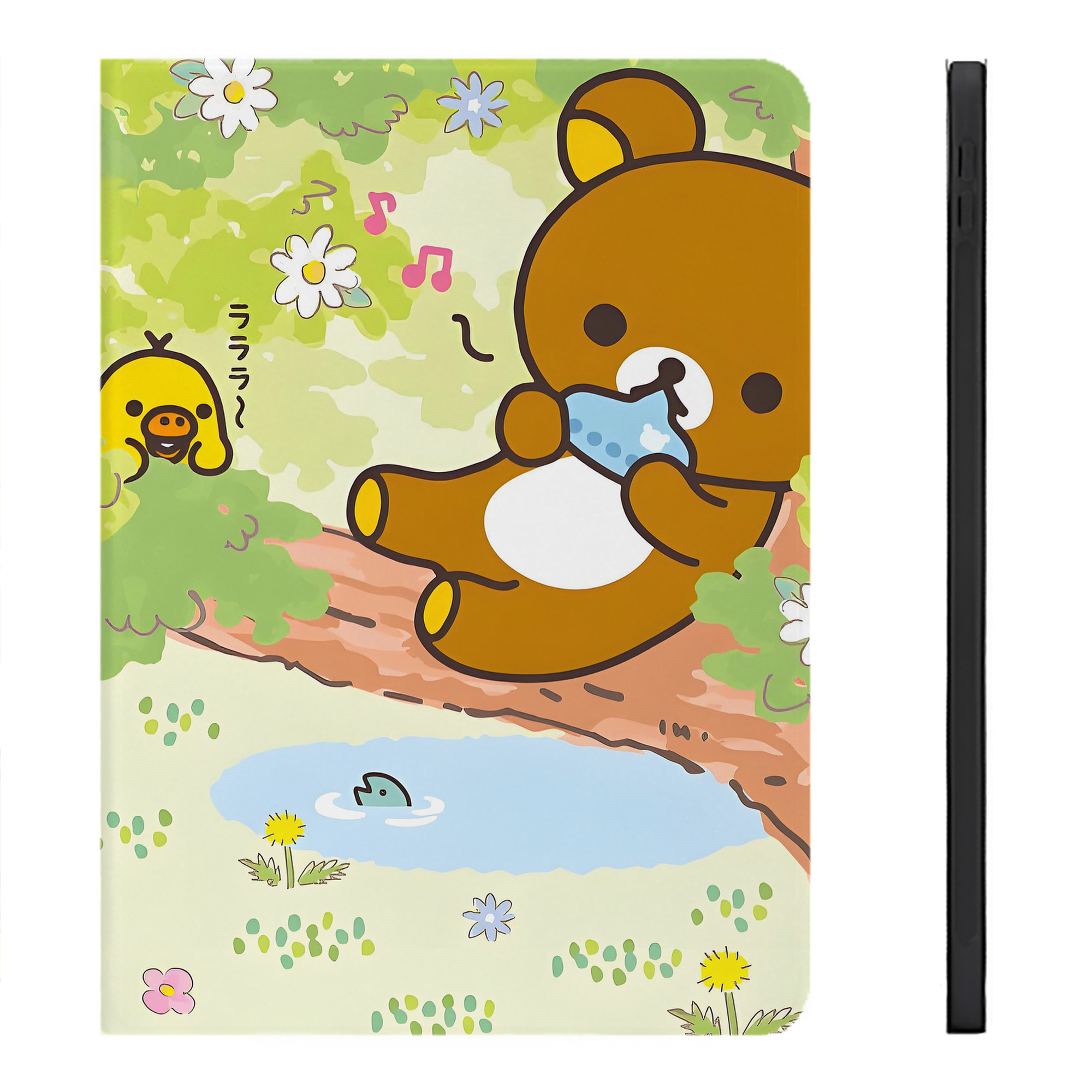（画像用） リラックマ リラックマ キイロイトリ Rilakkuma Korilakkuma Kiiroitori IPadケース ペンホルダー付き ブックスタイルデザイン
